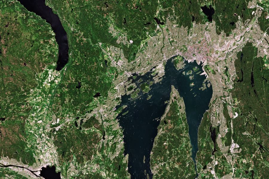 Sentinel-2-satellittbilde av Oslofjorden